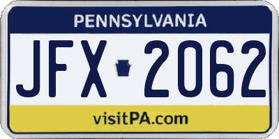 PA license plate JFX2062