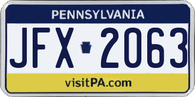 PA license plate JFX2063