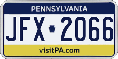 PA license plate JFX2066