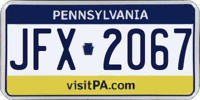 PA license plate JFX2067