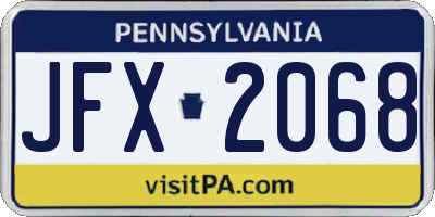PA license plate JFX2068