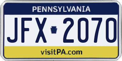 PA license plate JFX2070