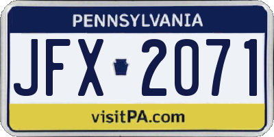 PA license plate JFX2071