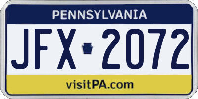 PA license plate JFX2072