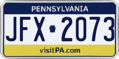 PA license plate JFX2073