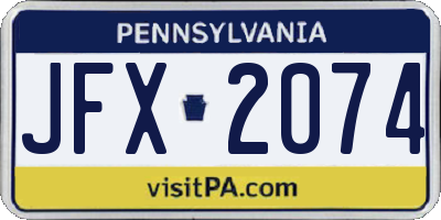 PA license plate JFX2074