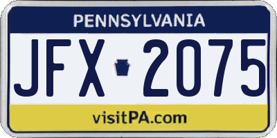 PA license plate JFX2075