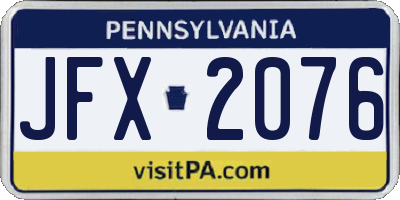 PA license plate JFX2076