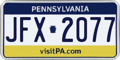 PA license plate JFX2077