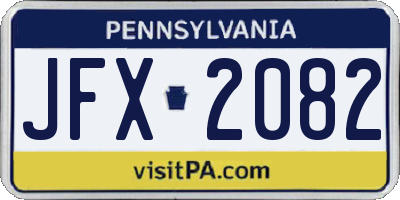 PA license plate JFX2082