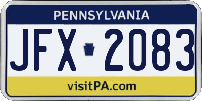 PA license plate JFX2083