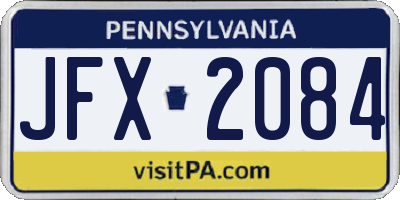 PA license plate JFX2084
