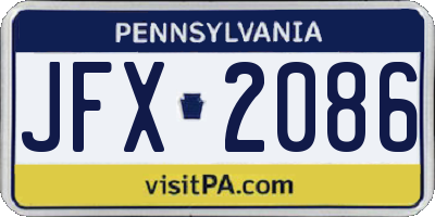 PA license plate JFX2086