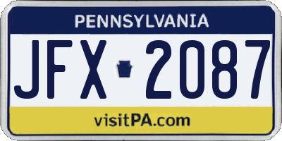 PA license plate JFX2087