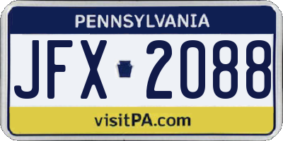 PA license plate JFX2088