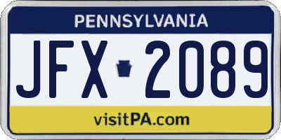 PA license plate JFX2089