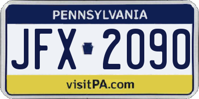 PA license plate JFX2090