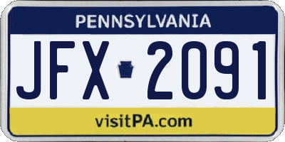PA license plate JFX2091