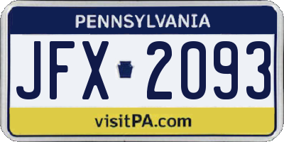 PA license plate JFX2093