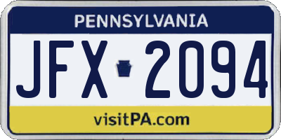 PA license plate JFX2094