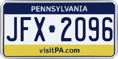 PA license plate JFX2096