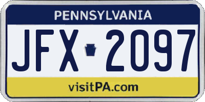 PA license plate JFX2097