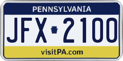 PA license plate JFX2100