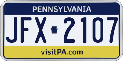 PA license plate JFX2107