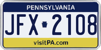 PA license plate JFX2108