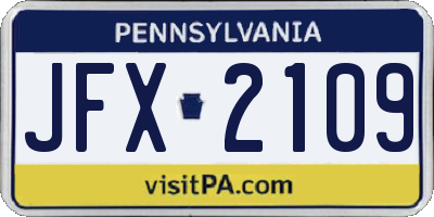 PA license plate JFX2109