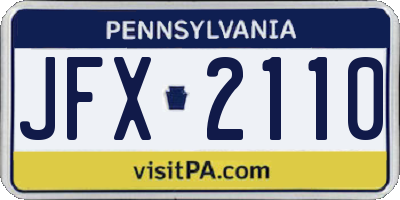 PA license plate JFX2110