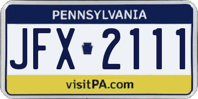 PA license plate JFX2111
