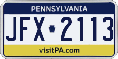 PA license plate JFX2113