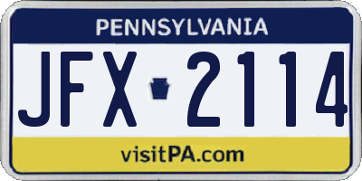 PA license plate JFX2114