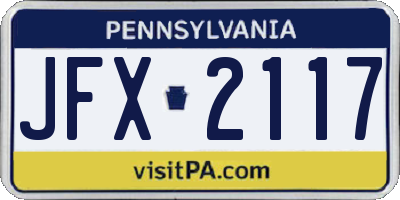 PA license plate JFX2117