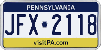 PA license plate JFX2118