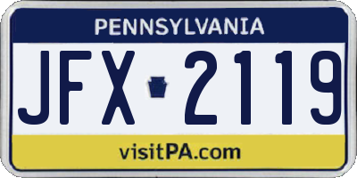 PA license plate JFX2119