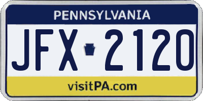 PA license plate JFX2120
