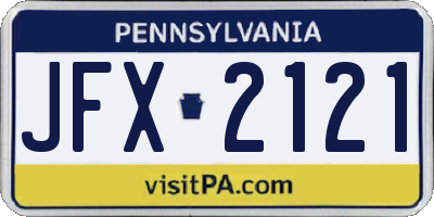 PA license plate JFX2121