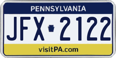 PA license plate JFX2122