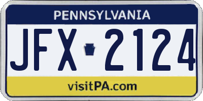 PA license plate JFX2124