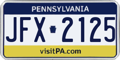 PA license plate JFX2125