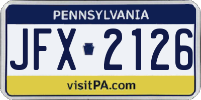 PA license plate JFX2126