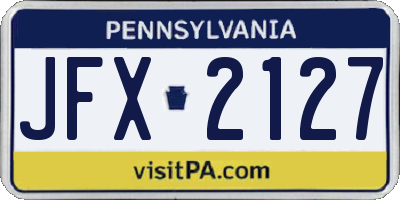 PA license plate JFX2127