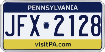PA license plate JFX2128