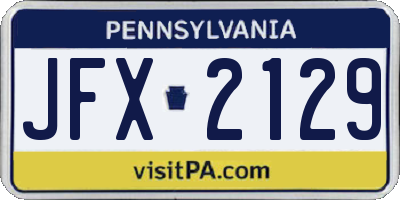 PA license plate JFX2129