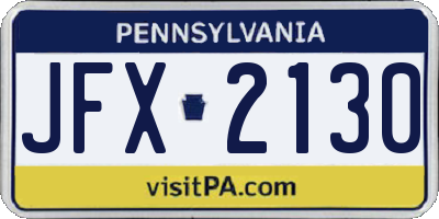 PA license plate JFX2130