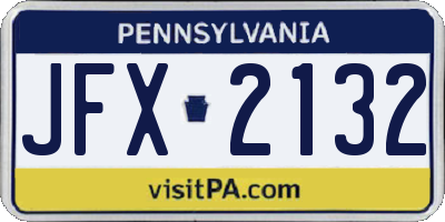 PA license plate JFX2132