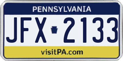 PA license plate JFX2133