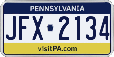 PA license plate JFX2134